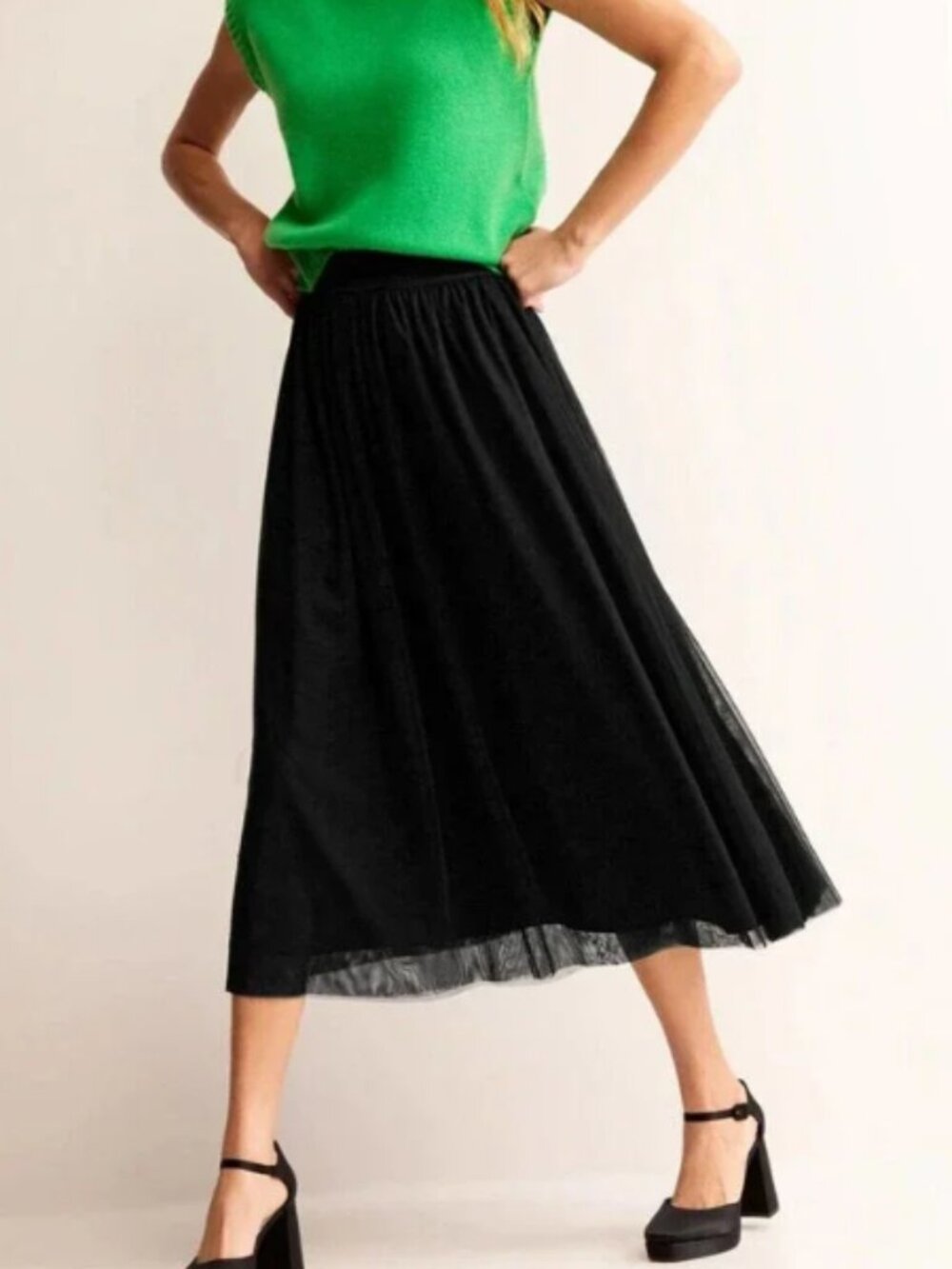 Boden Black Midi Skirt